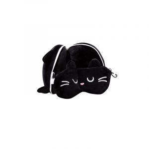 ALMOHADA DE VIAJE CON ANTIFAZ GATO FELINO
