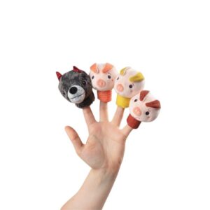 MARIONETAS DE DEDO EL LOBO Y LOS TRES CERDITOS