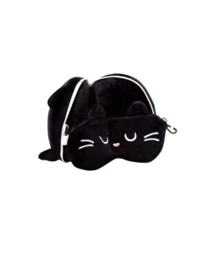 ALMOHADA DE VIAJE CON ANTIFAZ GATO FELINO